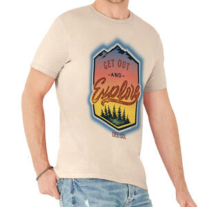 Men Crew Tee-Get Out And Explore-Beige by DelSol for Men-1 Pc T-Shirt (Small)